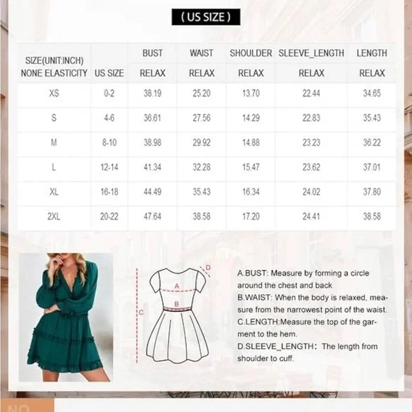 Beige Deep V Neck Ruffle Long Sleeve Floral Print Mini Dress Size XL - Picture 6 of 13